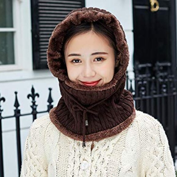 Winter Fleece Lined Knit Balaclava Beanie Hat Pompom Ski Snow Warm - Picture 7 of 7